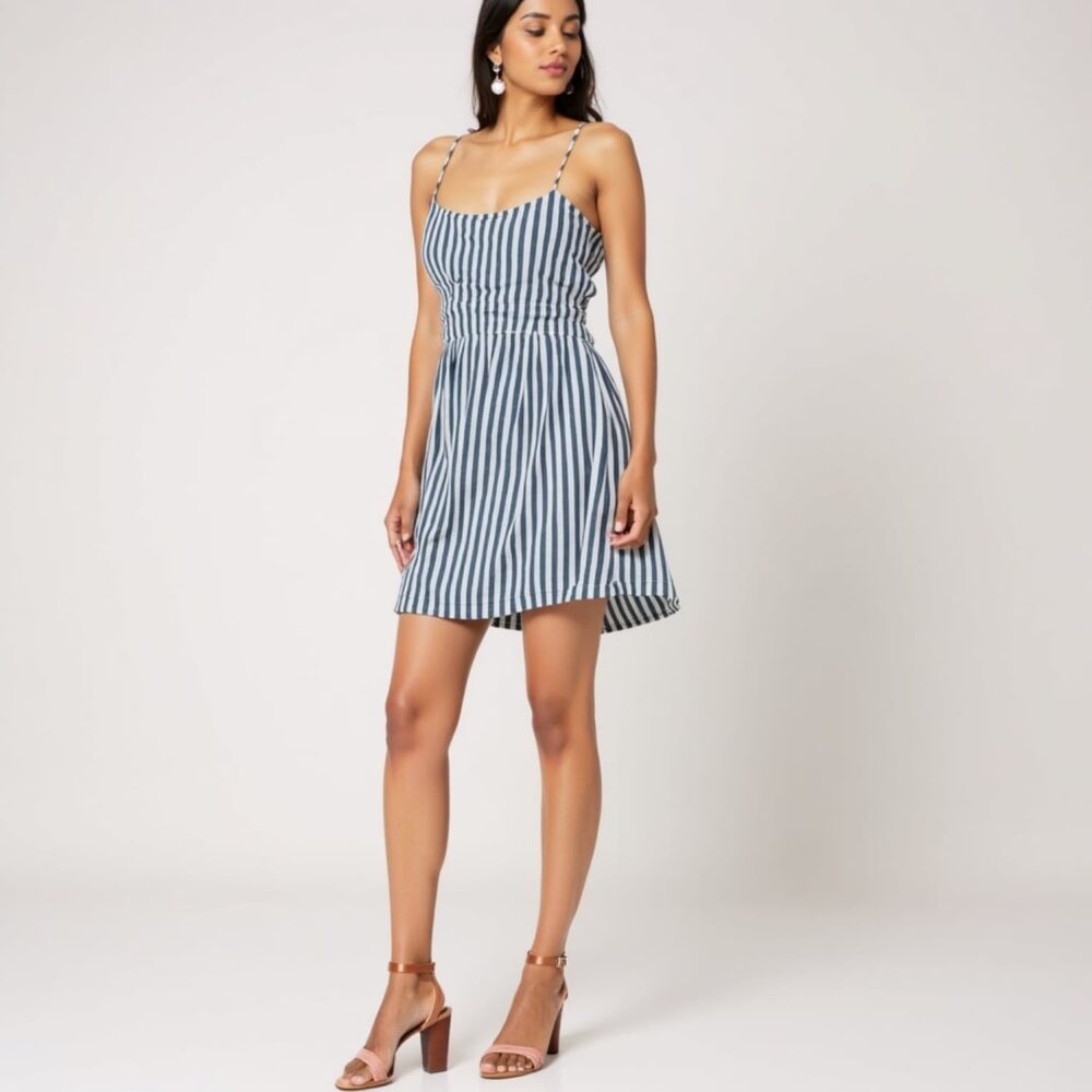 Stripe Cotten Short Dress