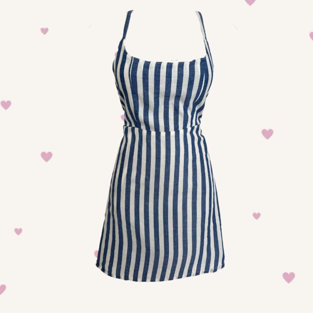 Stripe Cotten Short Dress - Image 2