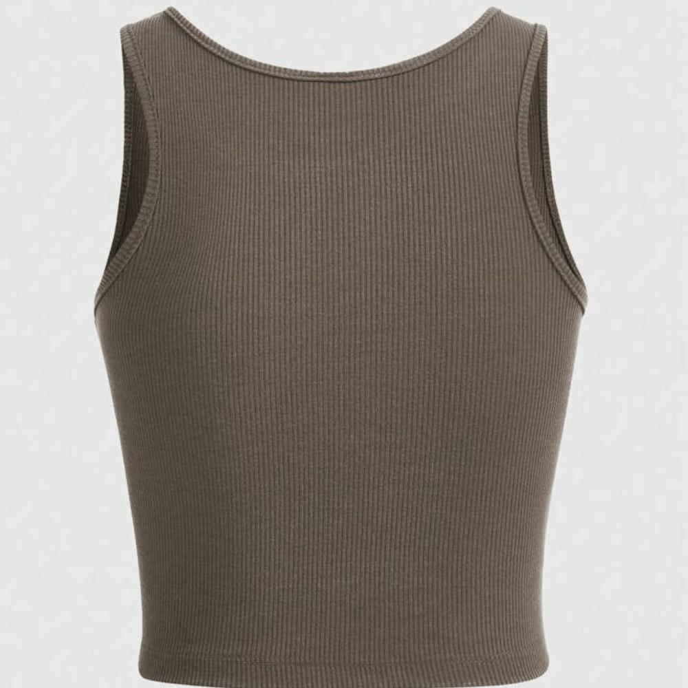 Ribbed vest tank top Grey for women - Image 3