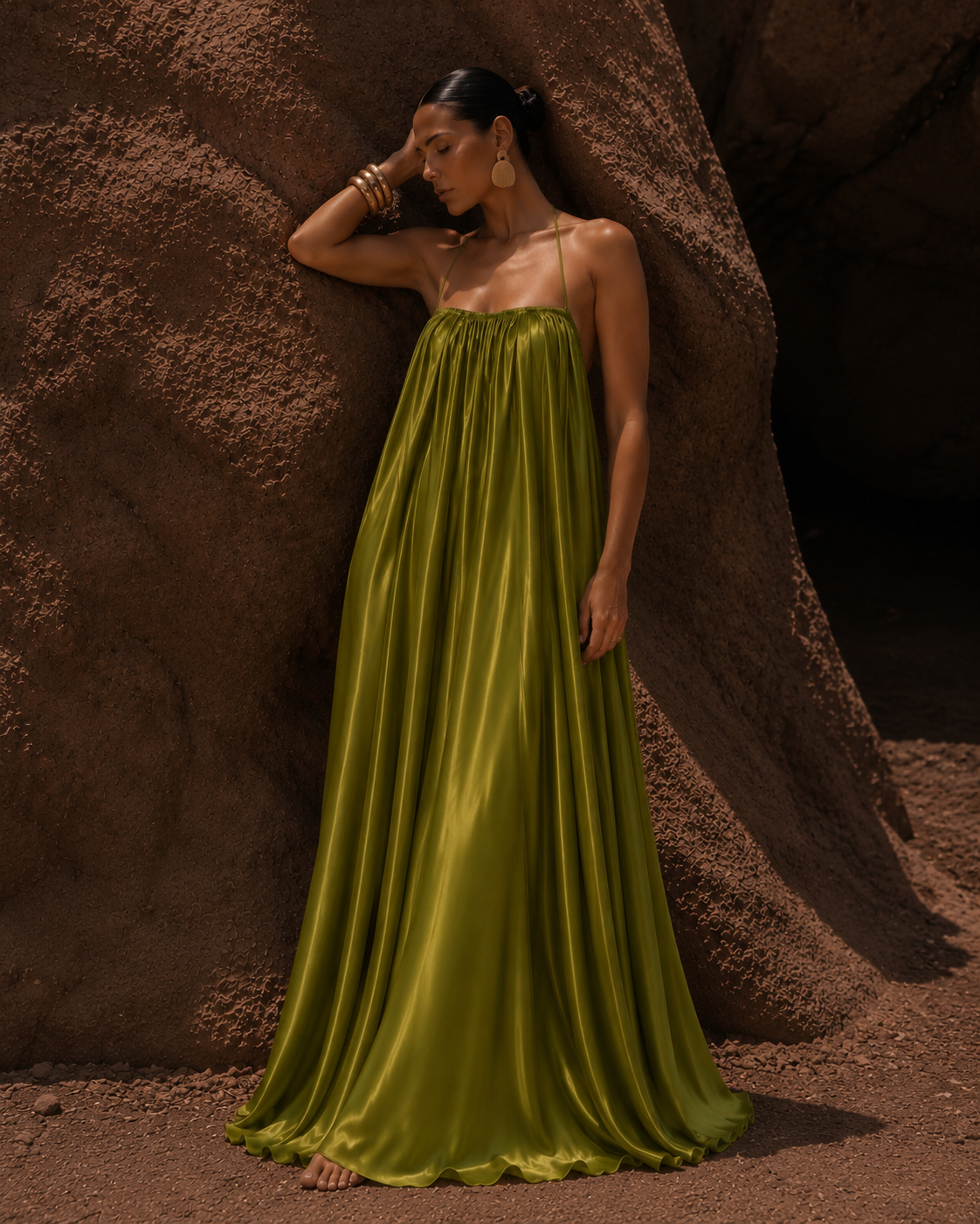 OLIVESOL RIVERA COLLECTION SATIN DRESS